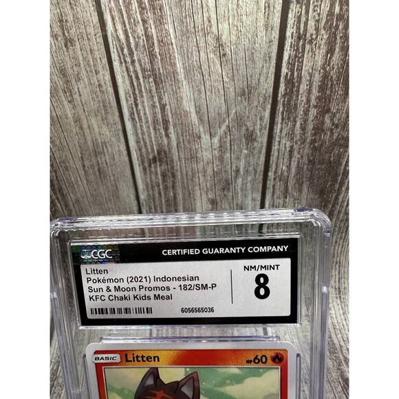 Litten Pokémon 202 Indonesian Sun & Moon Promos - 182/SM-P KFC Chaki Meal CGC 8 - Picture 2 of 10